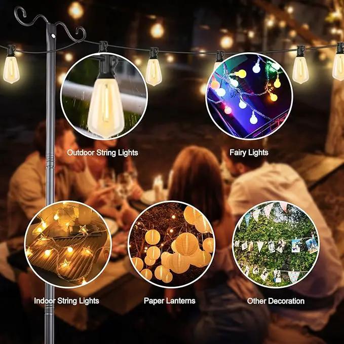 Lightdot Outdoor String Light Poles, 9FT Metal Patio Light Poles Post for Outside with Fork for Outside Hanging Backyard Garden, Deck Lighting Stand for Parties, Wedding, Halloween Decor -3Pack by GreenHaven Gardens