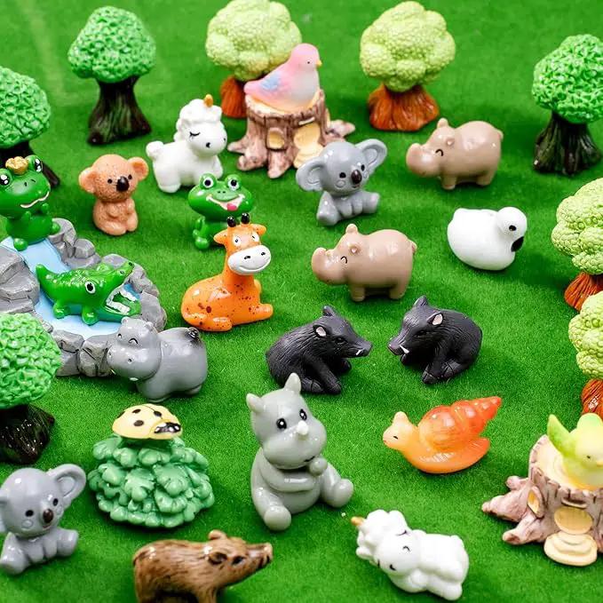 Miniature Small Animal Figurines, 80pcs of Mini Resin Animals, Forest Decoration Ornaments, Miniature Landscape Ornament Sets, Fairy Garden and Dollhouse Accessories by GreenHaven Gardens