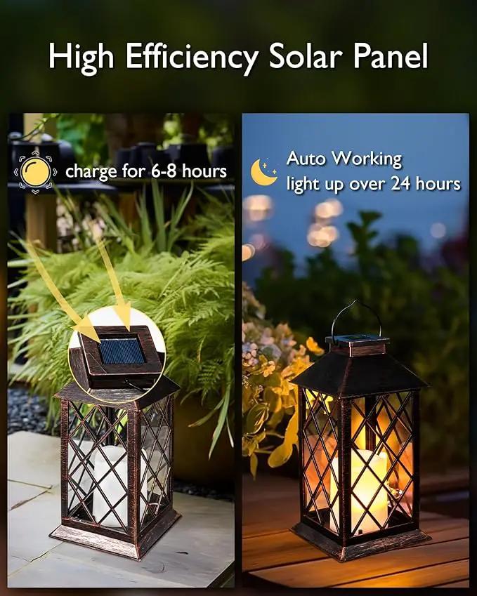 Homemory Solar Lanterns Outdoor Waterproof Hanging with Flickering Flameless Candles, 2 Pack 13'' Garden Outdoor Lantern Decorative for Patio Front Porch Backyard Balcony Cabin Outside(Antique Copper) by GreenHaven Gardens