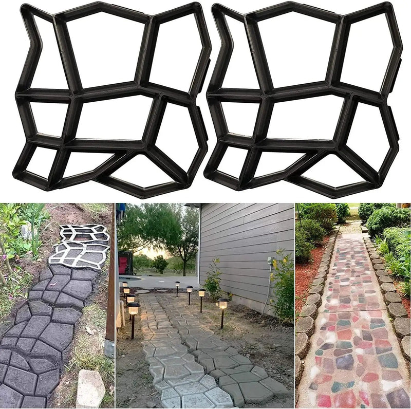 Concrete Molds and Forms, 2 Pack Plus Size 16.9x16.9x1.57inch Reusable DIY Stepping Stone Cement Paver Walkways Mold Walk Maker for Patio, Lawn & Garden by GreenHaven Gardens