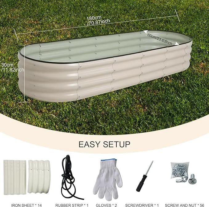 Galvanized Raised Garden Bed Kit Outdoor Metal Garden Planter Box for Backyard Gardening, Planting Vegetables, and Patio (70.8"x23.6"x11.8") by GreenHaven Gardens