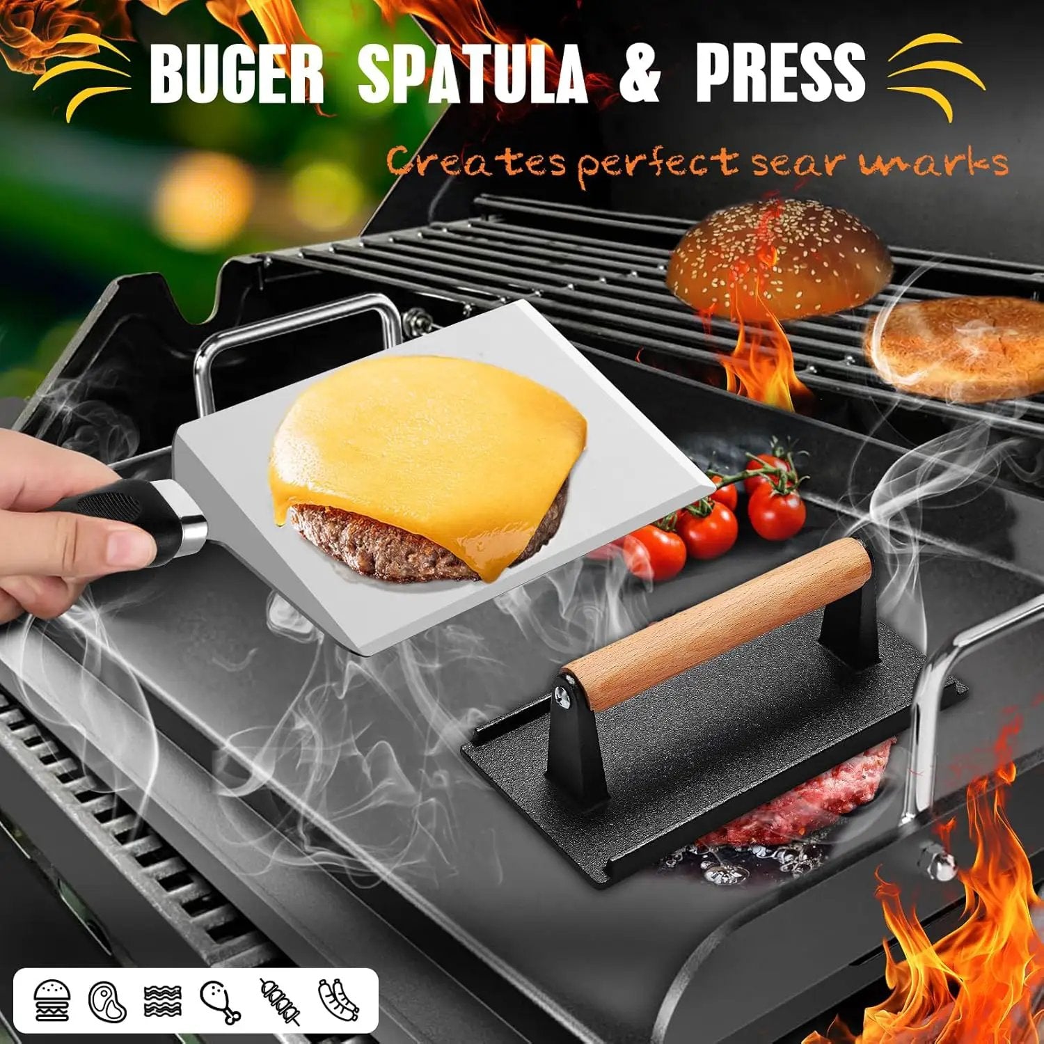 33PCS Griddle Accessories Kit for Blackstone, Flat Top Grill Accessories Tools with Cooling Rack, Melting Dome and Burger Press, Professional Hibachi Spatula Gift Set for Outdoor Teppanyaki BBQ by GreenHaven Gardens