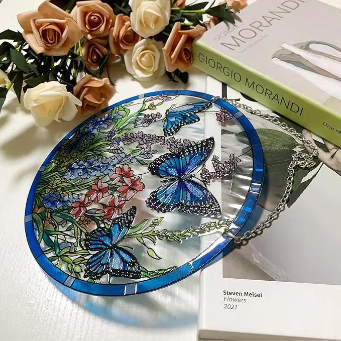 Lager Butterfly Suncatchers for Windows, Butterfly Stained Glass Window Hanging - 8.6 inch Sun Catcher for Window, Butterflies Decor with Hook - Suncatchers Birds Window Hangings Gifts for Mom by GreenHaven Gardens