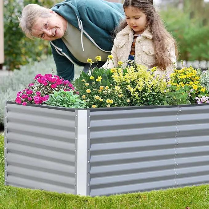 Domi Galvanized Raised Garden Bed, Outdoor Planter Garden Boxes Large Metal Planter Box for Gardening Vegetables Fruits Flowers, Silvery (8x4x2ft) by GreenHaven Gardens