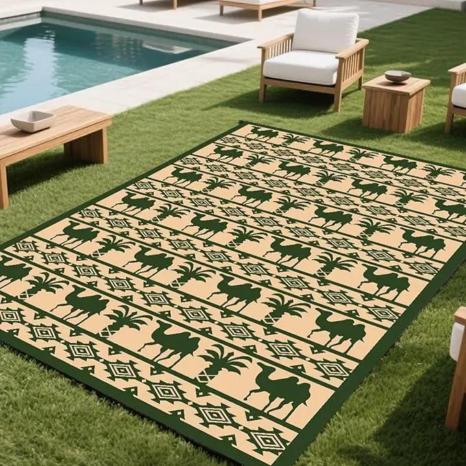 WILDROOTS 5x8 Feet Plastic Tropical Green Outdoor Rug, Stain Resistant Waterproof Reversible Outdoor Patio Rug, Fade Resistant Camping Rug by GreenHaven Gardens