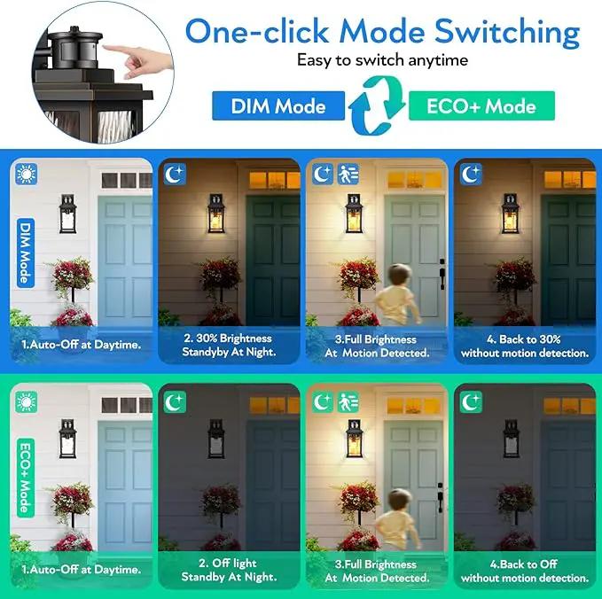 Motion Sensor Outdoor Lights Wall Mount, Dusk to Dawn Exterior Light Fixture ,100% Anti-Rust Aluminum Waterproof Porch Light Outside Wall Lights for House, Black Wall Sconce Lanterns with Water Glass… by GreenHaven Gardens