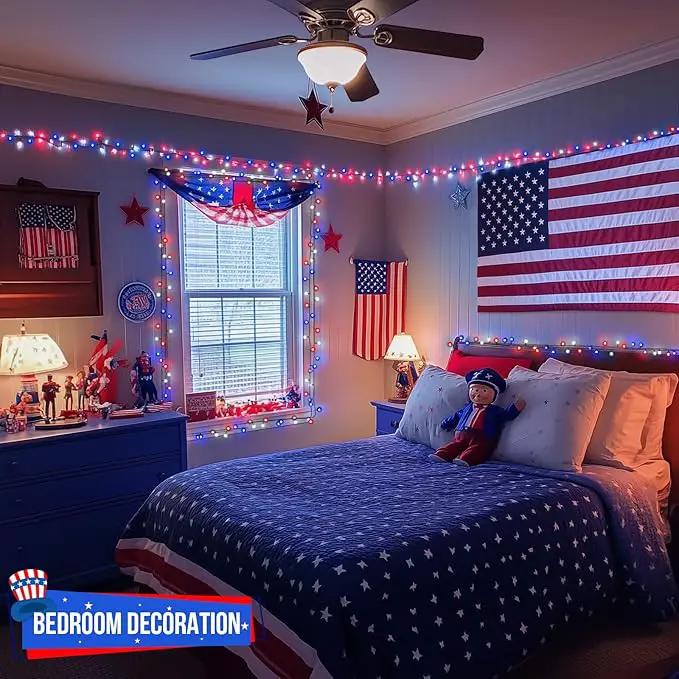 JMEXSUSS 500 LED Red White and Blue Lights 4th of July Decorations, 173ft 8 Modes 4th of July Lights Outdoor, Waterproof Patriotic String Lights Plug in for Memorial Day Independence Day Holiday Decor by GreenHaven Gardens