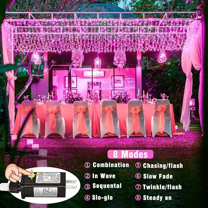 300 LED Pink String Lights, 99ft Pink Christmas Lights Outdoor 8 Modes Clear Wire, Plug in Waterproof Twinkle Fairy Lights for Bedroom Indoor Wedding Christmas Party Decorations by GreenHaven Gardens