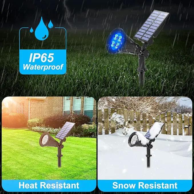 T-SUN Blue Solar Spotlights, Solar Lights Outdoor Waterproof, Auto ON/Off Adjustable Solar Garden Pond Lights for Tree, Patio, Yard, Garden, Driveway, Stairs, Pool Area (Blue- 2 Pack) by GreenHaven Gardens