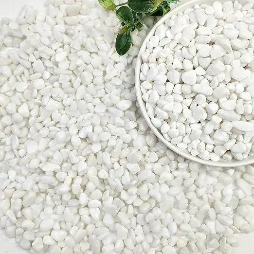 20lbs White Pebbles for Landscaping, 3/8inch Small Rocks for Gardening Succulent Cactus Planters, Natural Polished Pebbles, River Rocks for Plants, Vases