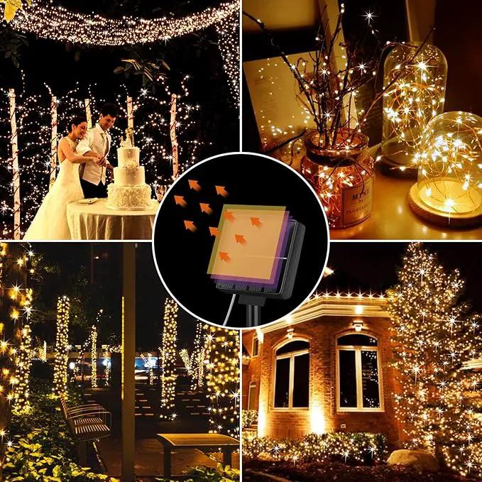 Outdoor Solar String Lights Waterproof 288Ft, 4-Pack Each 72FT 200 LED Solar Powered Fairy Lights with 8 Lighting Modes, Copper Wire Lights for Patio, Garden, Party, Wedding (Warm White) by GreenHaven Gardens
