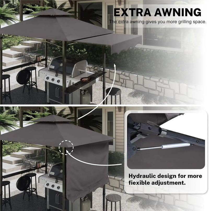 MASTERCANOPY 11 x 5 Grill Gazebo with Extra Side Awning Outdoor BBQ Gazebo with 2 LED Lights for Patio Party Backyard Picnic(Dark Gray) by GreenHaven Gardens