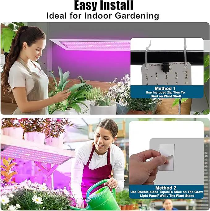 LED Grow Lights for Indoor Plants Full Spectrum,600LEDs Full Spectrum Red Bule Grow Lights for Under Cabinet Plant, Grow Lamp with 3/6/12H Timer,6 Dimmable Levels,Grow Lights for Shelves 4 Panel by GreenHaven Gardens