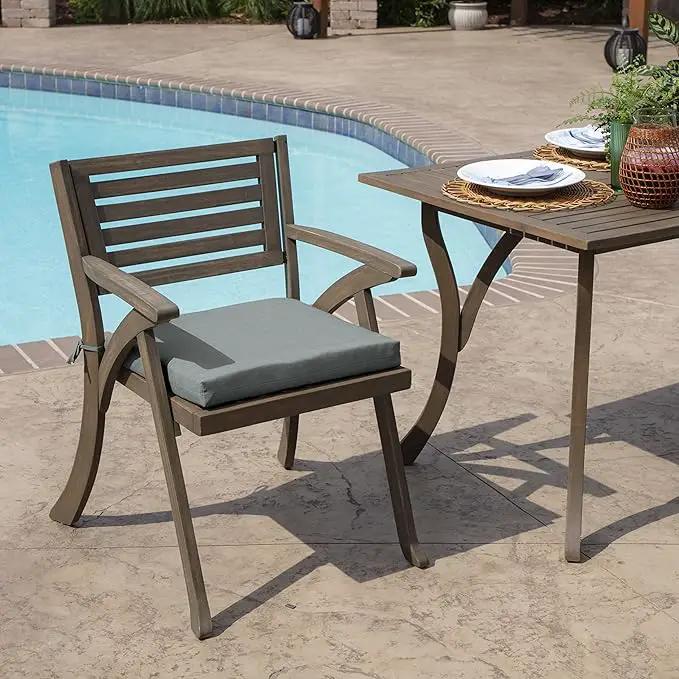 Arden Indoor/Outdoor Seat or Rocking Chair Cushion, 19 x 18, Water Repellent, Rain Proof, Fade Resistant Cushion for Rocking or Dining Chairs Stone Grey Leala by GreenHaven Gardens