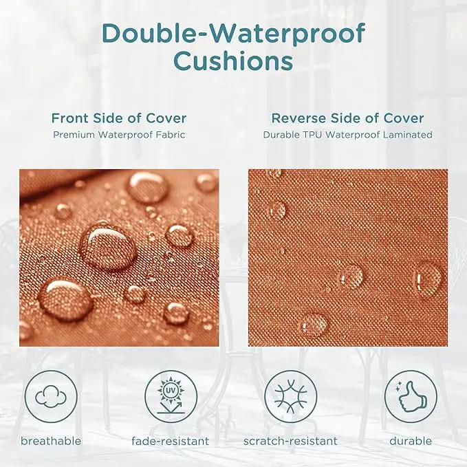 Codi Outdoor Chair Cushions 19x19 Inch, Waterproof Seat Cushion for Patio Furniture with Handles & Adjustable Straps, Fade Resistant - Set of 2, Spice by GreenHaven Gardens