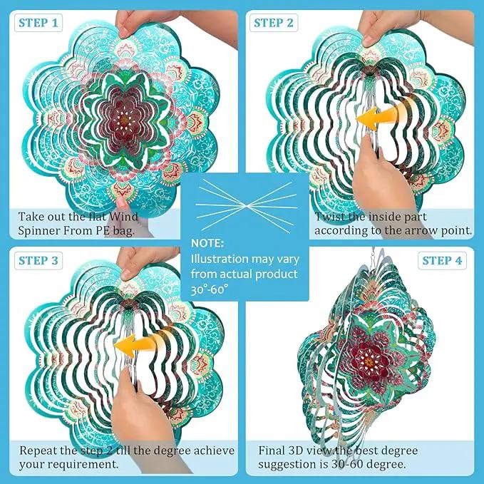Wind Spinner Mandala Lucky Firework,12inch Hanging Wind Spinner Lucky Gifts for Women/Mother/Grandma/Father/Mom/Wife,Outdoor&Indoor Garden Decorations Yard Art Christmas Ornament by GreenHaven Gardens