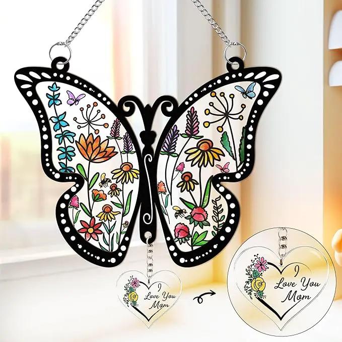 Acrylic Suncatcher Gift for Mom Window Hanging Butterfly Home Decoration 8x8inch, for Mom, for Mom from Daughter Son, Sentimental Best Mom Birthday Gift Ideas by GreenHaven Gardens