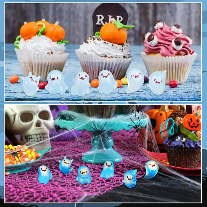 KIMOBER 24PCS Mini Luminous Ghost Miniature Figurines,Assorted Spooky Glow in Dark Resin Ghost Tiny Elf Figures for Fairy Garden Micro Landscape Decor Cake Topper Halloween(Assorted Ghost) by GreenHaven Gardens
