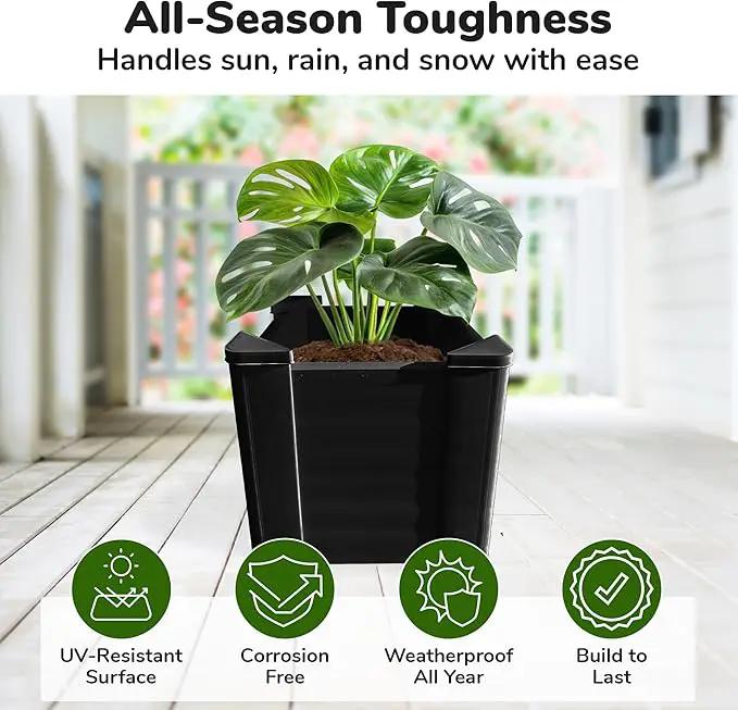 Raised Garden Bed - 1x1 ft Planter Box - Black HDPE - No Tools Needed - DIY Kit for Urban Gardening, Flowers, Herbs & Vegetables - Made in The USA - 2 Pack by GreenHaven Gardens