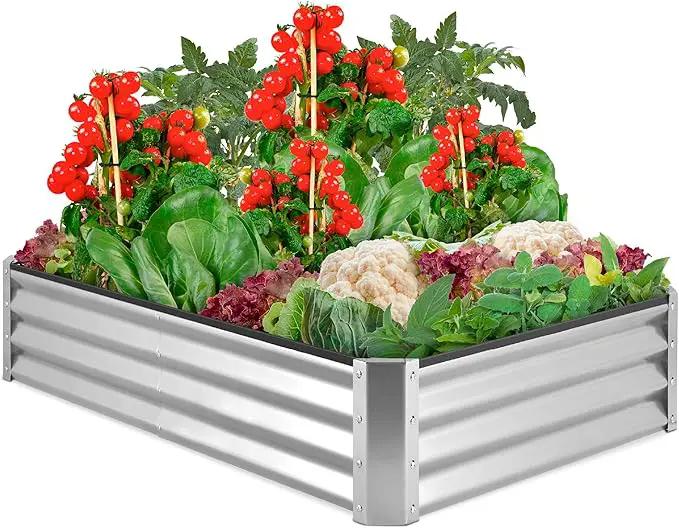 Best Choice Products 6x3x1ft Outdoor Metal Raised Garden Bed Box Vegetable Planter for Vegetables, Flowers, Herbs, and Succulents - Silver by GreenHaven Gardens