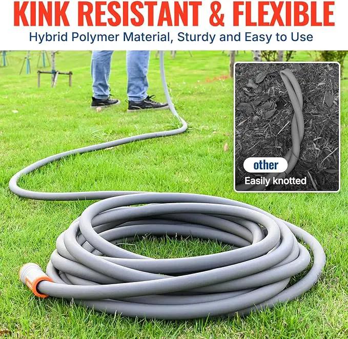 YAMATIC Short Garden Hose 5/8 in x 5 ft with Swivel Handle, Super Flexible Leader Hose for Hose Reel, All-weather, Lightweight, Burst 600 PSI, Grey by GreenHaven Gardens