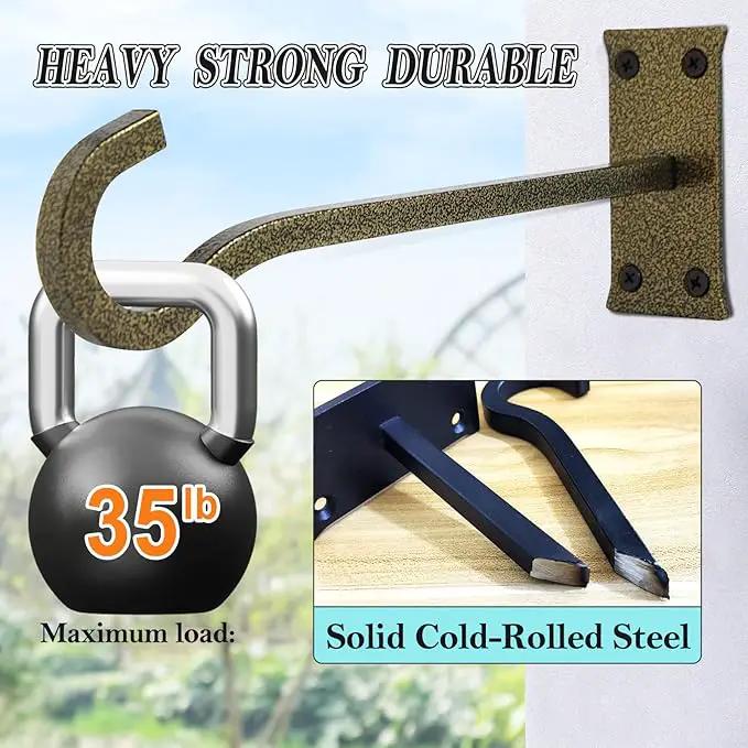 10 inch Heavy Duty Hanging Plant Bracket Decorative Wall Hook 2 Pack (Gold Hammertone) by GreenHaven Gardens