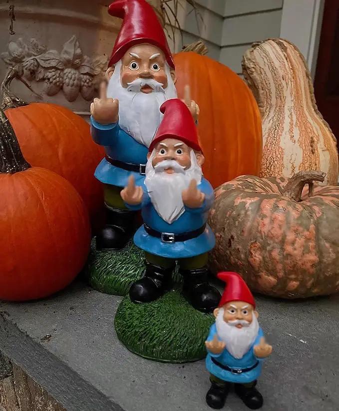 Gnometastic Mini Gnomes - Middle Finger Gnome 3.5in, Double Bird Gnome - Naughty Garden Gnome for Fairy Garden, Funny Garden Gnomes Outdoor Decoration for Yard Patio Lawn Ornament and Home Decor by GreenHaven Gardens