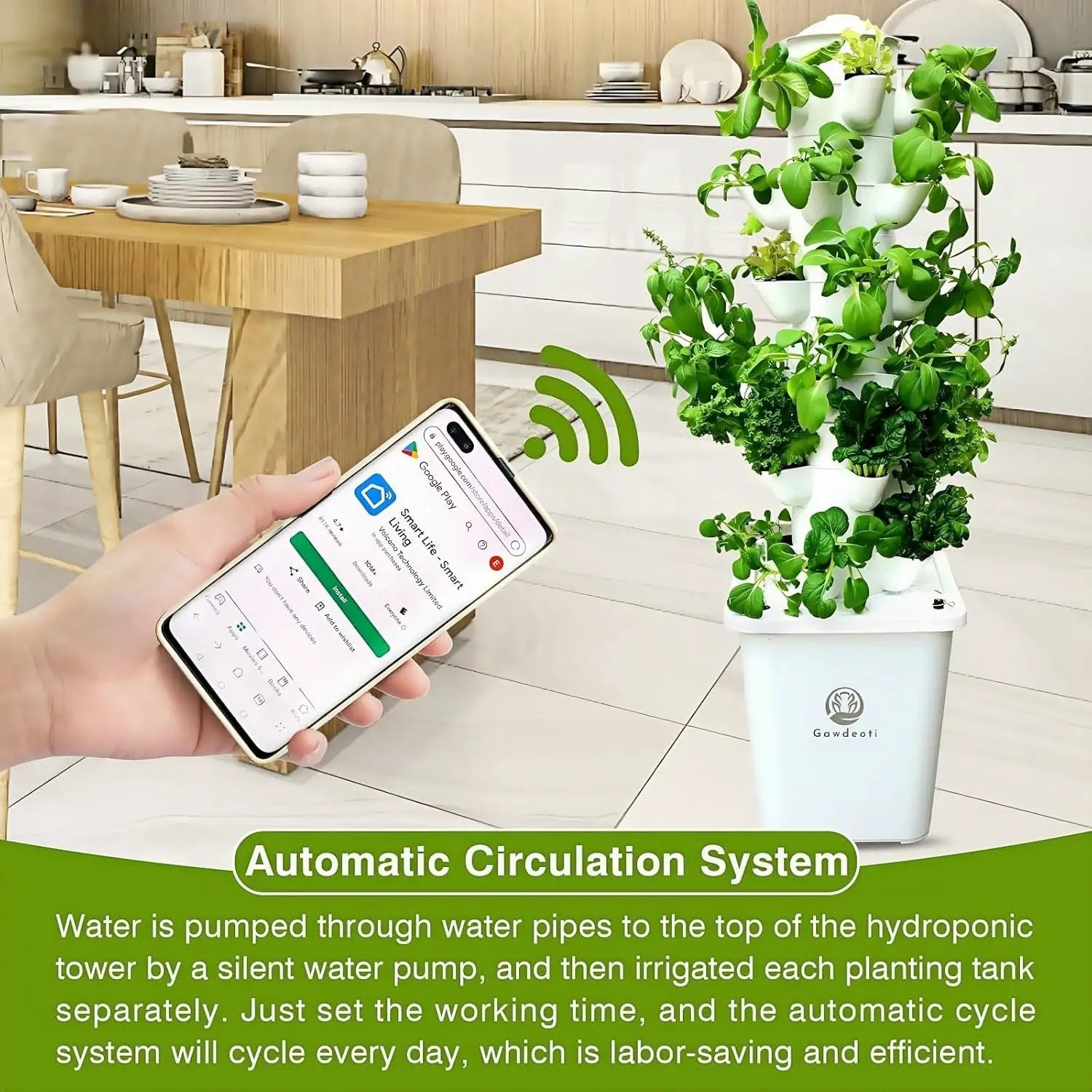 Hydroponic Growing System Kit - Indoor Smart Hydroponic Vertical Garden,Hydroponic Vegetable System,30 Pods,with Pump System and Automatic Timer, White by GreenHaven Gardens