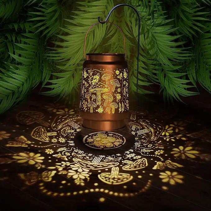 Mushroom Solar Lanterns Outdoor Waterproof Garden Decor Birthday Gifts for Women Mom Grandma Metal Hanging Solar Lights Decoration for Outside LED Lanterns for Yard Patio Lawn Pathway Landscape by GreenHaven Gardens