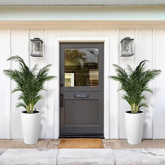 22" Tall Round Planter Set of 2, Self Watering Pots for Indoor Plants, Large Flower Pot Outdoor with Built-in Drainage and a Water Level Monitor, for Patio, Porch, Living Room, or Home Office, White by GreenHaven Gardens
