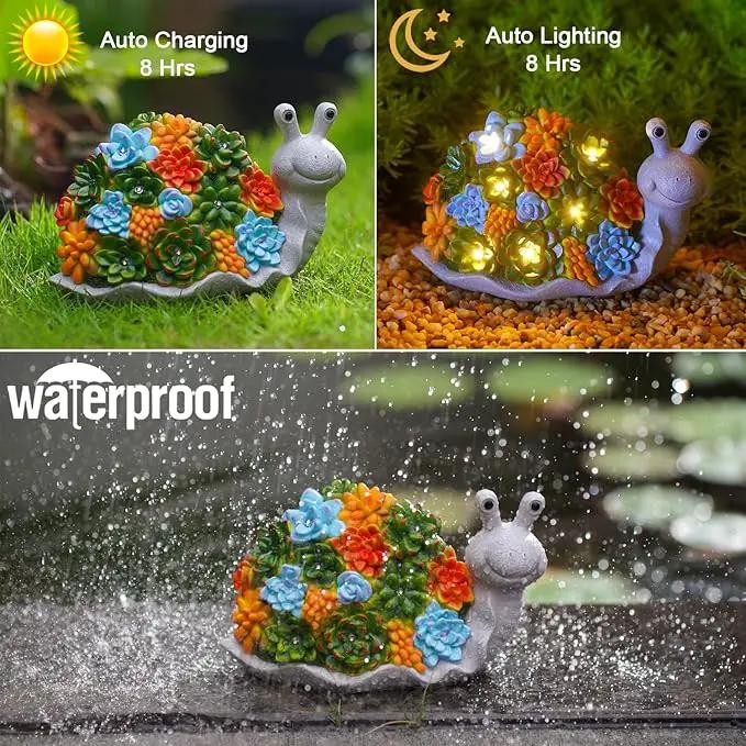 Nacome Snail Statues with Succulent for Garden Decor: Solar Outdoor Clearance Outside Yard Art Porch Patio Balcony Front Lawn Ornaments –Birthday Gifts for Mom Grandma Women by GreenHaven Gardens