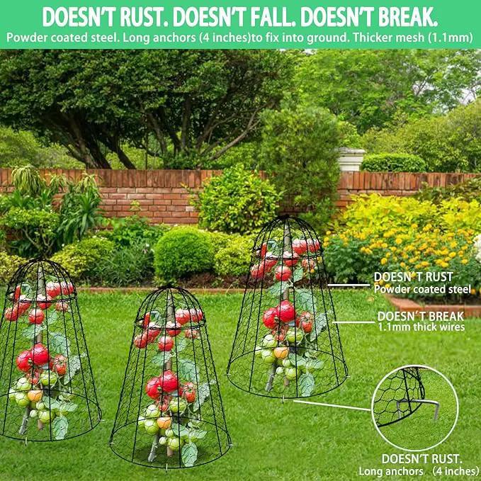 Garden Cloches for Plants Extra Large Sapbontchi Garden Cloche Chicken Wire Cloche for Plants Cages Cover Plant Protectors from Animals in Outdoor Vegetable Garden Set of 6 Plant Cloche 20" H x 12" D by GreenHaven Gardens