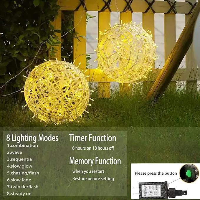 Christmas String Lights Outdoors,4 Pack 7.96" Sphere Lights,Ball Tree Garden Globe Lights for Home, Party, Christmas, Porch Patio,Wedding, Garden,Tree Decoration with Plug by GreenHaven Gardens