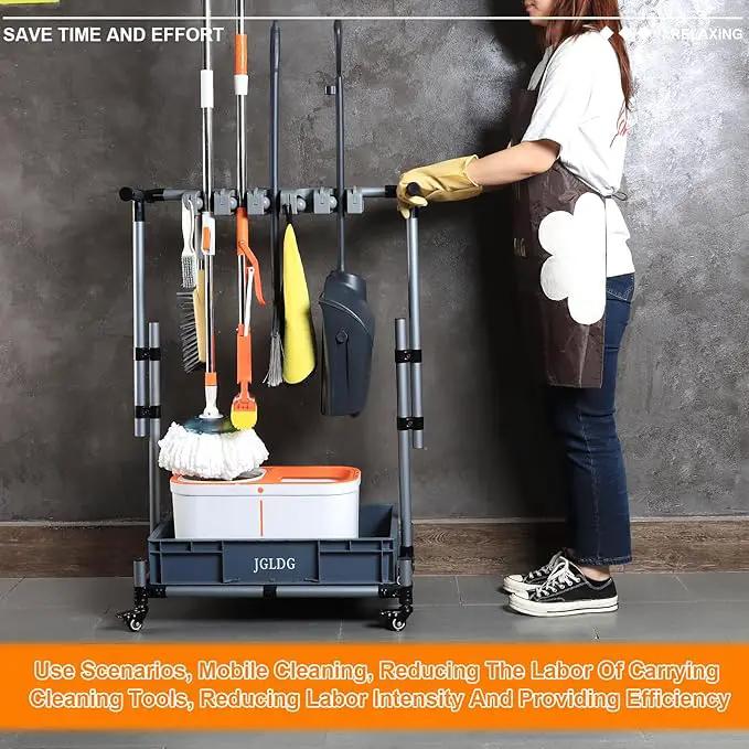 Freestanding Mobile Cleaning Tool Storage Rack, Mop and Broom Holder (M2) by GreenHaven Gardens