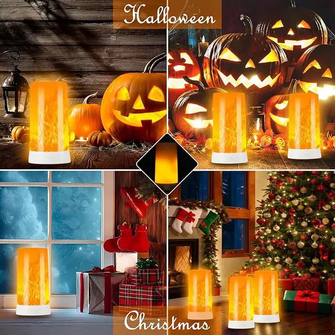 Bestview LED Flame Lights with Remote & Timer,4 Modes USB Rechargeable Battery Operated Fire Flickering Flameless Candles Campfire Table Lamp for Halloween,Christmas,Indoor&Outdoor Decoration (2 Pack) by GreenHaven Gardens