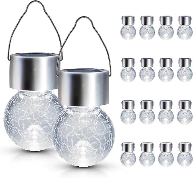 GIGALUMI 16 Pack Solar Outdoor Lights, Solar Hanging Lights for Christmas Decoration-Cracked Glass Solar Lights Outdoor Waterproof for Garden, Yard, Fence, Tree(Cold White) by GreenHaven Gardens