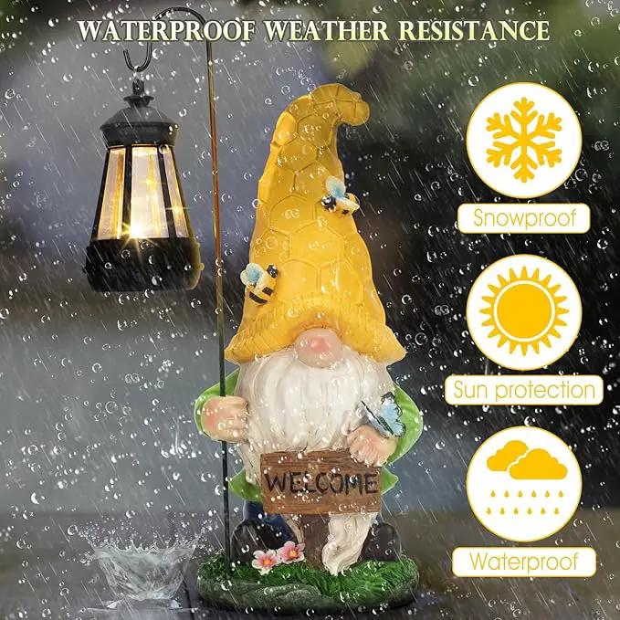 12.6'' Solar Large Garden Gnomes Outdoor Statues with Lantern, Welcome Gnome Garden Outdoor Decor Gift Waterproof Decoration for Patio, Balcony, Yard Ornament - Unique Housewarming Gifts by GreenHaven Gardens