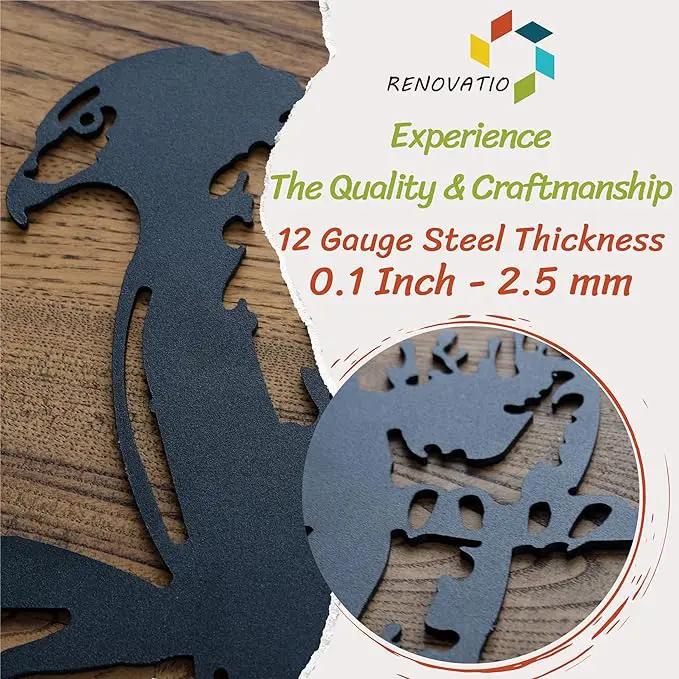 Renovatio Metal Hawk - Metal Bird Yard Decor - Tree Stake & Outdoor Art - Metal Garden Sculpture - Rusty Metal Birds Ornaments - Outdoor Bird Decorations for Garden by GreenHaven Gardens
