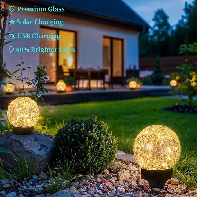 Beautyard Solar Globe Lights Outdoor USB Charged Garden Decor 3.94" Diameter 30LED 1000mAh Solar Globe Lights for Outdoor Indoor Mothers Day Gifts Holiday Decor(3.94'' Medium 4 Pack Warm White) by GreenHaven Gardens
