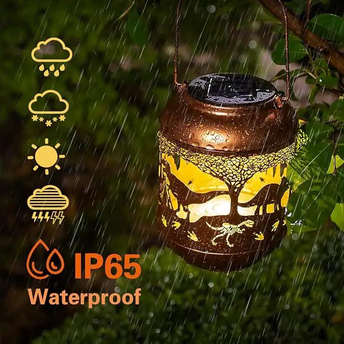 Dinosaur Solar Lanterns Outdoor Waterproof,Hanging Solar Lights Dinosaur Gifts for Women Men Metal LED Decorative Light for Yard,Patio,Lawn,Tabletop,Pathway,Landscape,Garden Decor by GreenHaven Gardens