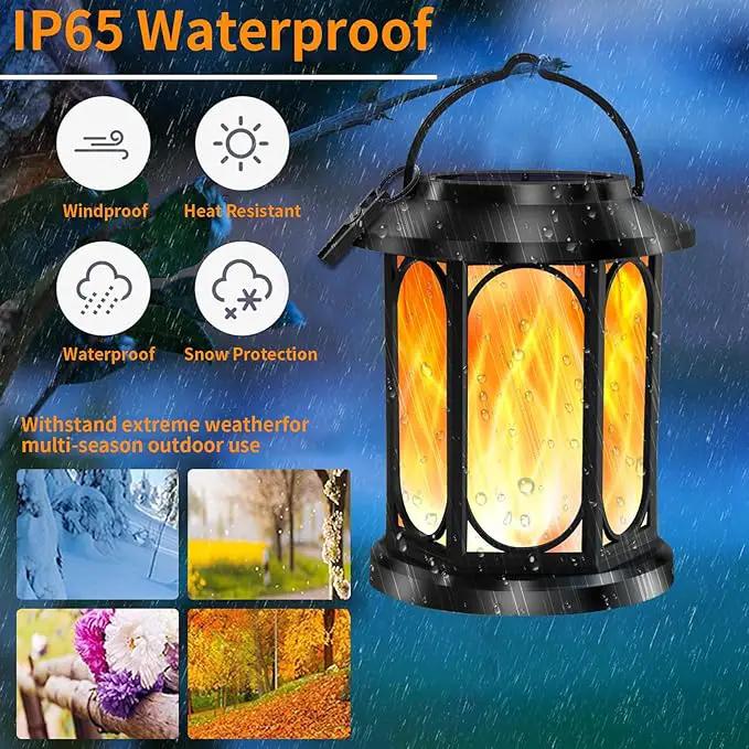 Solar Outdoor Lanterns Light Flickering Flame, Waterproof Outdoor Lanterns for Halloween Patio Garden Yard Deck Pathway, 4 Pack by GreenHaven Gardens