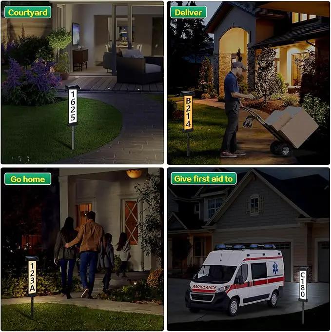 DBF Solar Address Sign, Dual-Sided House Numbers for Outside Waterproof, 3 Colors LED Illuminated Solar Powered Address Plaque with stakes, Outdoor House Number for Home Yard Garden Street by GreenHaven Gardens