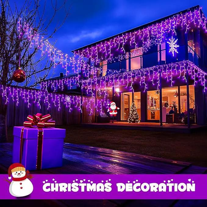 JMEXSUSS Purple Christmas Icicle Lights, 38.8 FT 400 LED Purple Icicle Lights Outdoor Waterproof, 8 Modes Purple Christmas Lights with 80 Drops Plug in for House Christmas Party Decorations by GreenHaven Gardens