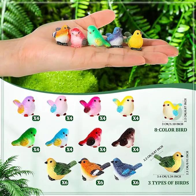 Wenqik 50 Pcs Mini Resin Bird Figurines Miniature Small Birds Figurines Realistic Animal for Fairy Terrarium Craft Garden Accessories Home Ornament Micro Landscape Birthday Cake Toppers Decor by GreenHaven Gardens