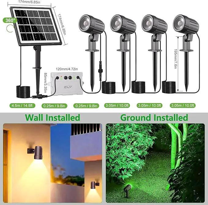 CLY 4-in-1 Solar Spot Lights Outdoor Color Changing, Solar Landscape Spotlights RGB Lighting IP66 Waterproof 45.93ft Cable Auto ON/Off Adjustable Garden Spotlight for Yard, Garden, Pool, Lawn, Statue by GreenHaven Gardens