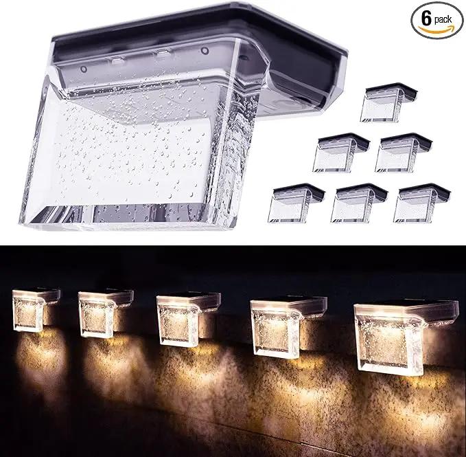 Solar Step Lights Outdoor LED Deck Fence Patio Wall Lights Garden Pathway Decoration Lighting 6 Pack(Warm White) by GreenHaven Gardens