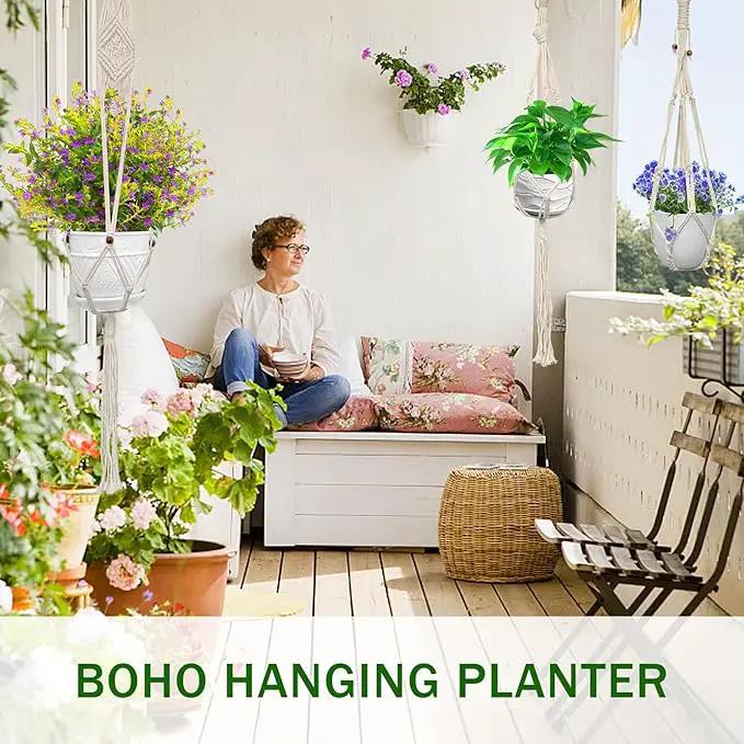 IGaiety Macrame Plant Hanger,7 Pack Plant Hanger Indoor Hanging Macrame Planters with 7Pcs Ceiling and S Hooks-Handmade Macromay Plant Hanger Outdoor Macrame Plant Holder for Boho Home Decor by GreenHaven Gardens