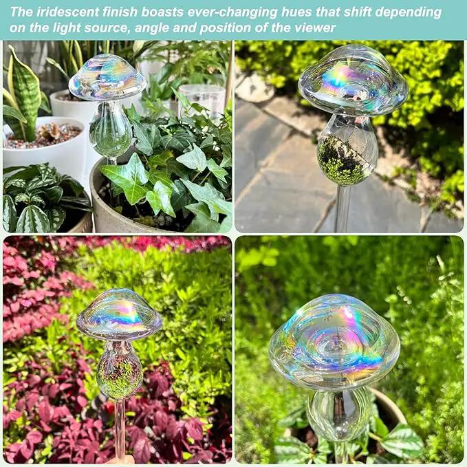 Kingbuy Plant Watering Globes Iridescent Mushroom Self Watering Planter Automatic Irrigation Device for Plant Indoor Outdoor, 2 Pack by GreenHaven Gardens