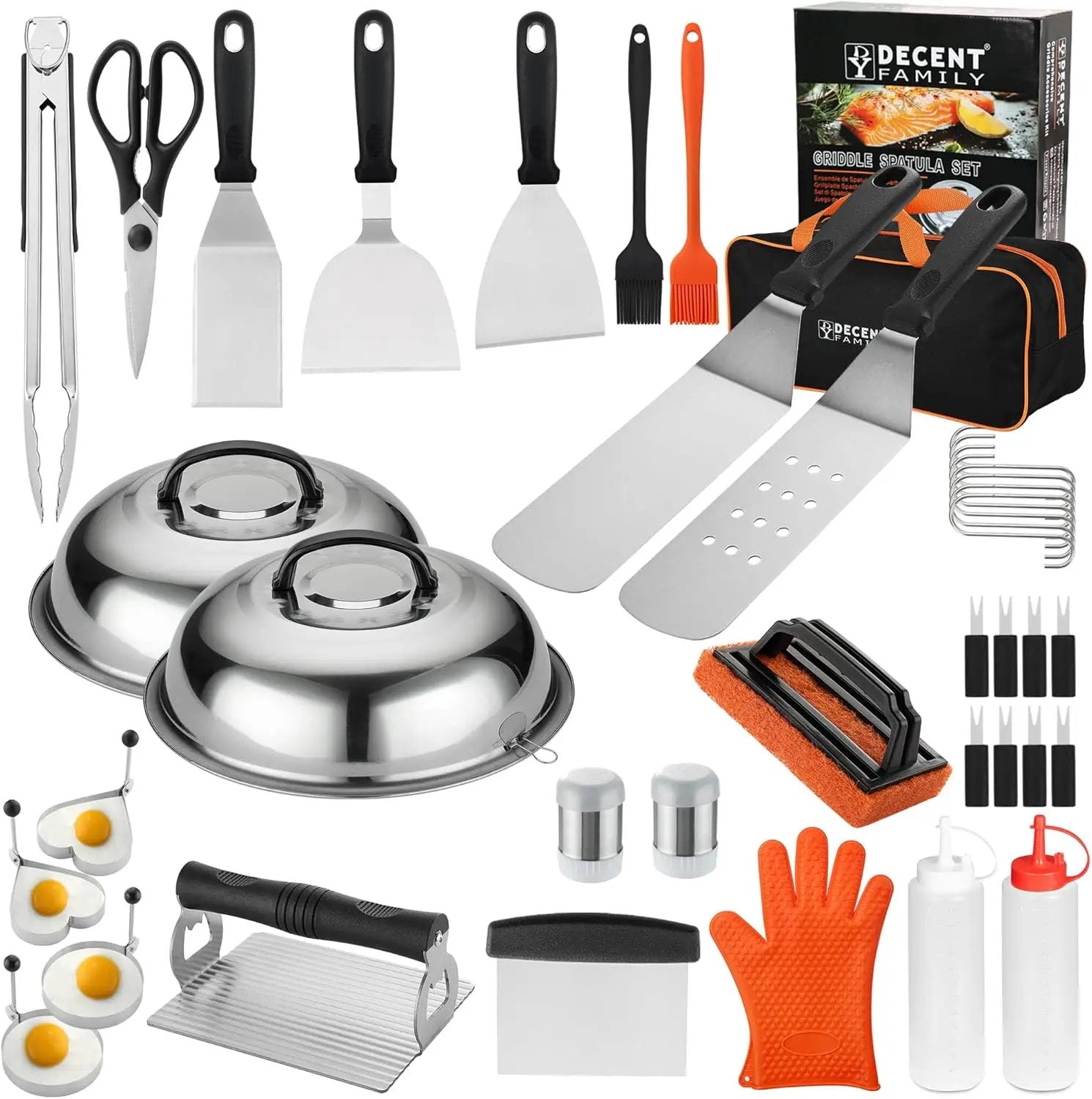 Griddle Accessories Kit - 40PCS Flat Top Grill Tool Set. Griddle Accessories Set with Basting Cover, Spatula, Scraper, Burger Press, Tongs, Cleaning Kit by GreenHaven Gardens