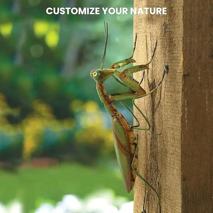 Bits and Pieces - Praying Mantis Tree Hanger - Yard Decorations - Whimsical Tree Sculpture - Outdoor Garden Peeker Tree Hugger Yard Art - 12"x 5"x 3½" by GreenHaven Gardens